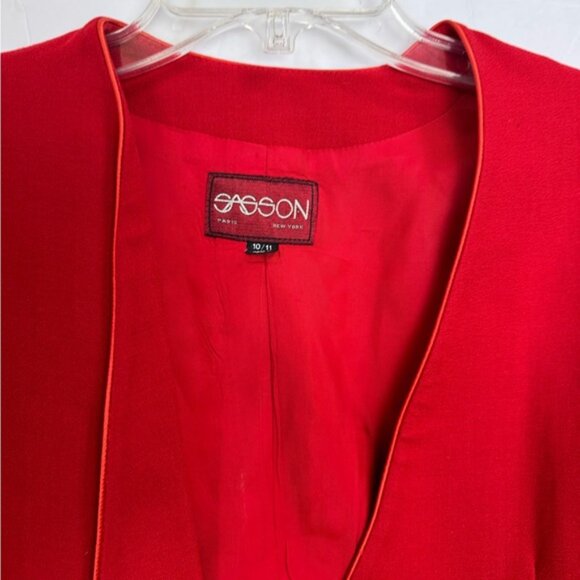 SASSON Vintage 1980 Wool Cropped Blazer Jacket Bolero Lightweight Button Satin - Picture 10 of 16